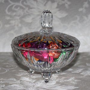 Exquisite Crystal Candy Dish | Vintage Footed Dish with Finial